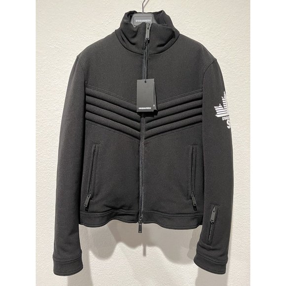 DSQUARED2 Mens Fitted Biker Style Ski Jacket Black Sz 50/L S71AN0204 S5331 - Picture 2 of 16